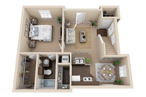 Floor plan for 1 bed, 1 bath, 660 sqft